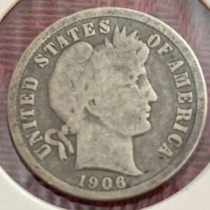 Antique 1906 D Barber Dime 90% SILVER